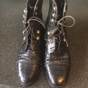 ICM black leather (croc embossed) Italian boots, NWT 37 or US 6.5